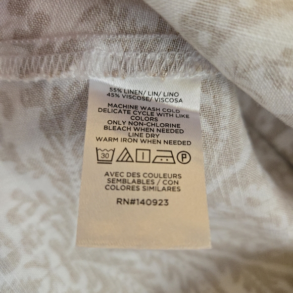 LOFT White Tan Paisley Button Down Linen Blend Mini Dress Spring Vacation MI3 - Picture 9 of 11